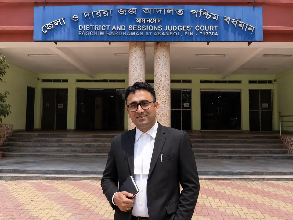 Advocate Abhijit Kundu outside the District and Sessions Judges' Court at Asansol